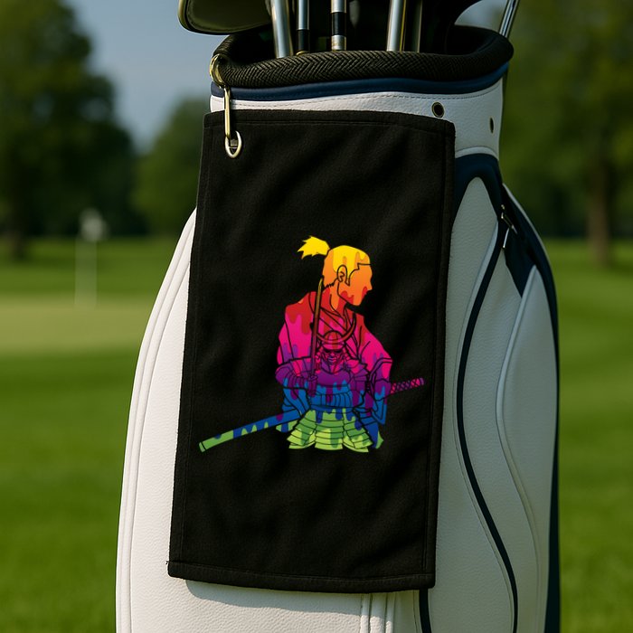 Cool Colorful Samurai Katana Golf Towel