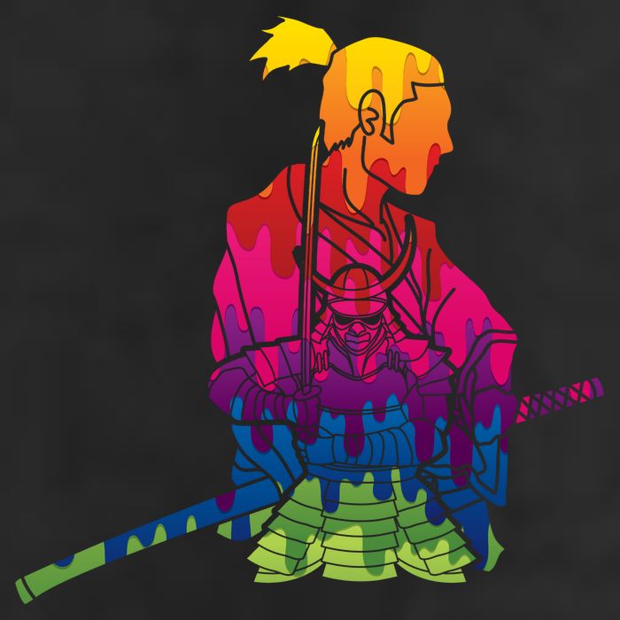 Cool Colorful Samurai Katana Golf Towel