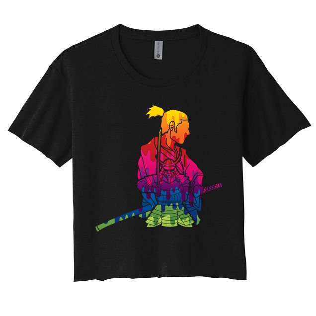 Cool Colorful Samurai Katana Crop Top