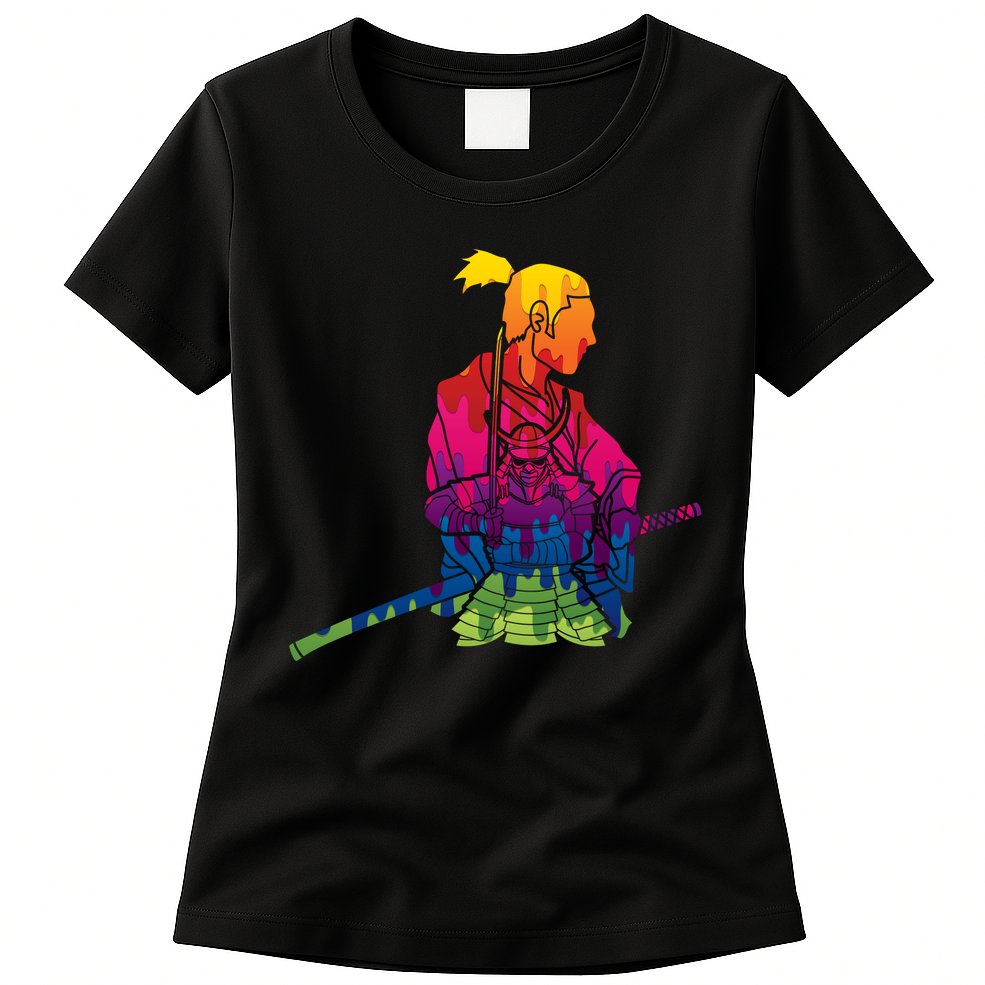 Cool Colorful Samurai Katana Womens T-Shirt