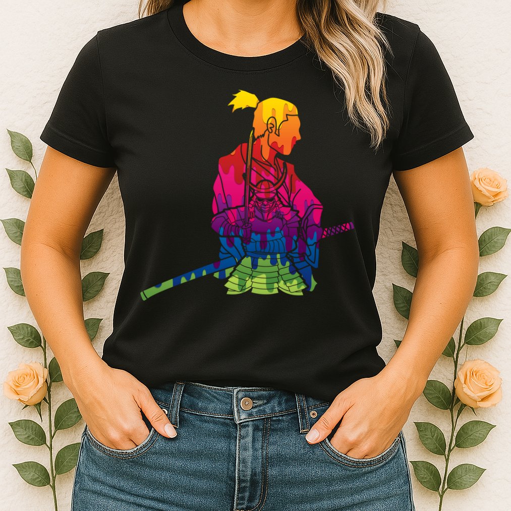 Cool Colorful Samurai Katana Womens T-Shirt
