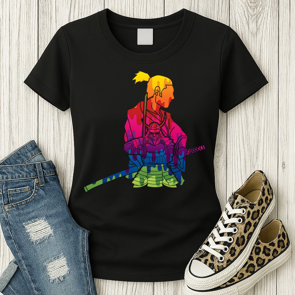 Cool Colorful Samurai Katana Womens T-Shirt