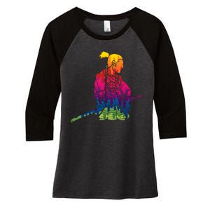 Cool Colorful Samurai Katana Women's Tri-Blend 3/4-Sleeve Raglan Shirt