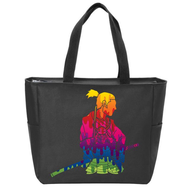 Cool Colorful Samurai Katana Zip Tote Bag