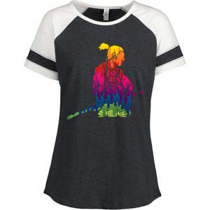 Cool Colorful Samurai Katana Enza Ladies Jersey Colorblock Tee