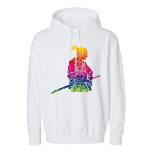 Cool Colorful Samurai Katana Garment-Dyed Fleece Hoodie