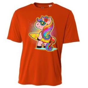 Cool Cute Surfer Unicorn Cooling Performance Crew T-Shirt