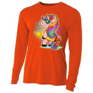 Cool Cute Surfer Unicorn Cooling Performance Long Sleeve Crew