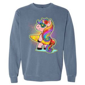 Cool Cute Surfer Unicorn Garment-Dyed Sweatshirt