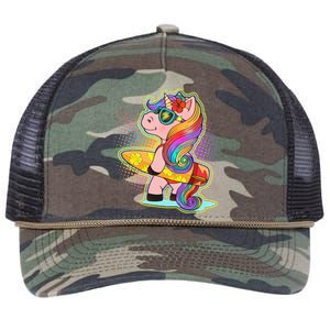 Cool Cute Surfer Unicorn Retro Rope Trucker Hat Cap