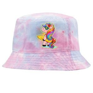 Cool Cute Surfer Unicorn Tie-Dyed Bucket Hat