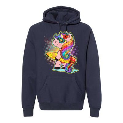 Cool Cute Surfer Unicorn Premium Hoodie