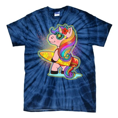 Cool Cute Surfer Unicorn Tie-Dye T-Shirt