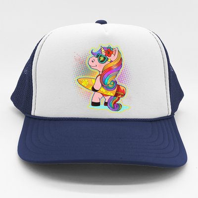 Cool Cute Surfer Unicorn Trucker Hat