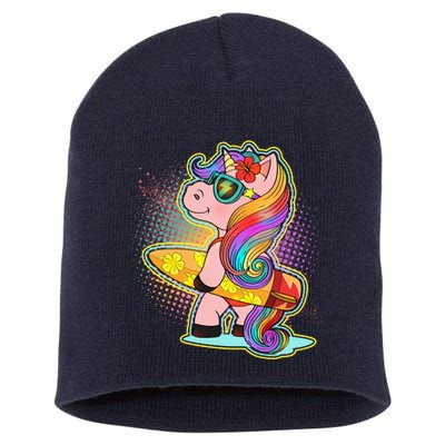 Cool Cute Surfer Unicorn Short Acrylic Beanie