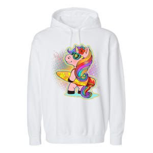 Cool Cute Surfer Unicorn Garment-Dyed Fleece Hoodie