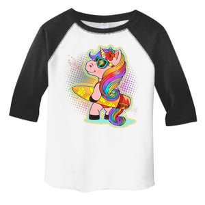 Cool Cute Surfer Unicorn Toddler Fine Jersey T-Shirt