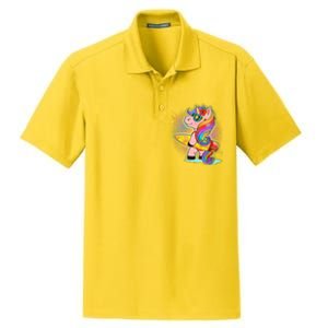 Cool Cute Surfer Unicorn Dry Zone Grid Polo