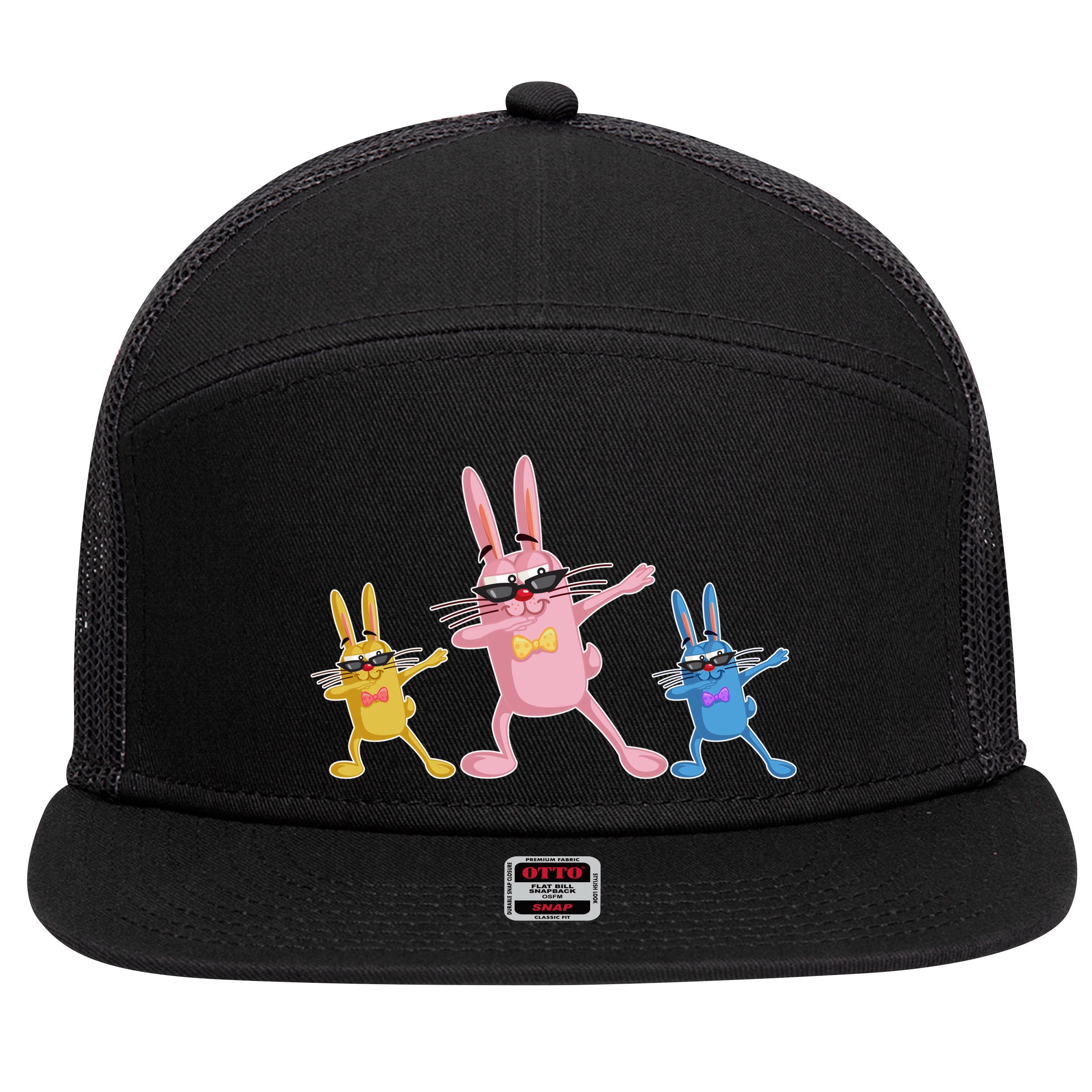 Cool Dabbing Easter Bunnies 7 Panel Mesh Trucker Snapback Hat