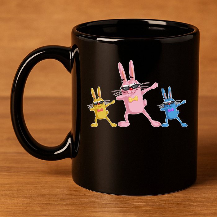 Cool Dabbing Easter Bunnies 11oz C Handle Ceramic Mug