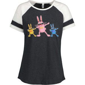 Cool Dabbing Easter Bunnies Enza Ladies Jersey Colorblock Tee