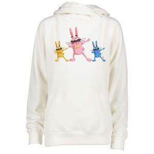 Cool Dabbing Easter Bunnies Womens Funnel Neck Pullover Hood