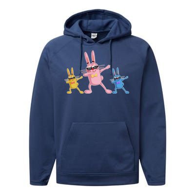 Cool Dabbing Easter Bunnies Performance Fleece Hoodie