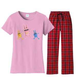 Cool Dabbing Easter Bunnies Women's Flannel Pajama Set