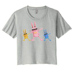 Cool Dabbing Easter Bunnies Women's Crop Top Tee