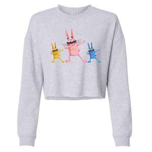 Cool Dabbing Easter Bunnies Cropped Pullover Crew