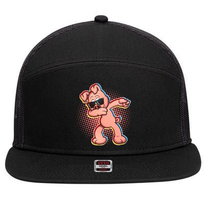 Cool Dabbing Pig 7 Panel Mesh Trucker Snapback Hat