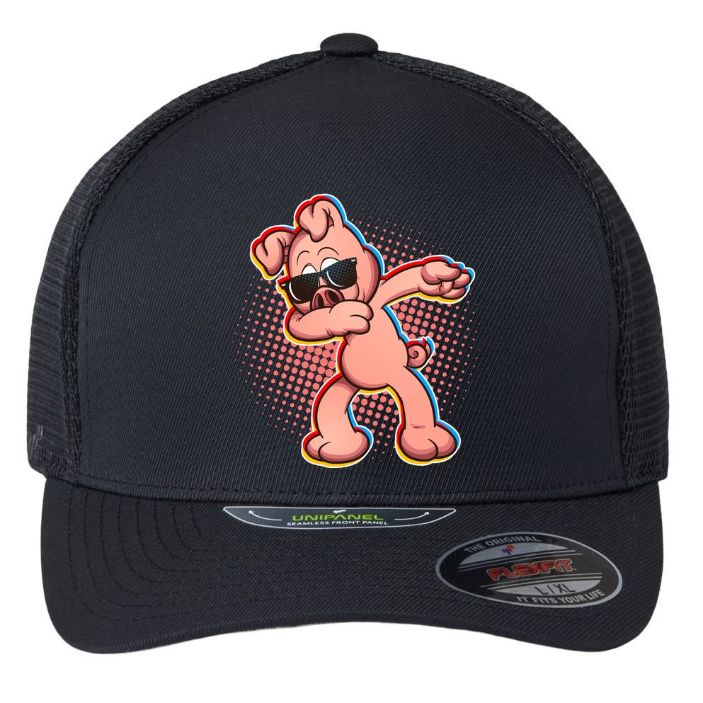 Cool Dabbing Pig Flexfit Unipanel Trucker Cap