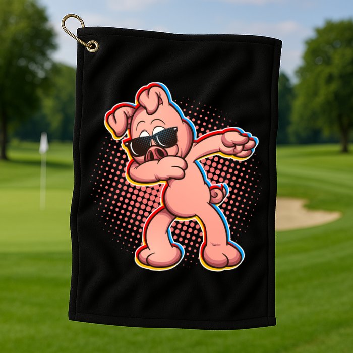 Cool Dabbing Pig Golf Towel