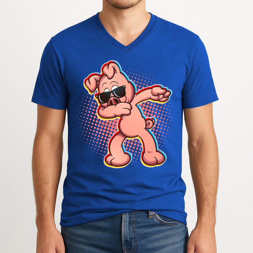 Cool Dabbing Pig V-Neck T-Shirt
