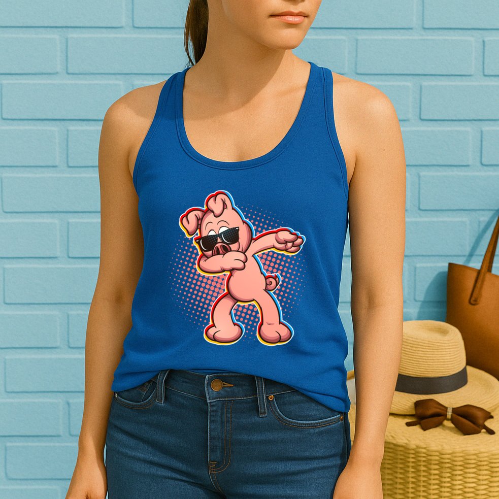 Cool Dabbing Pig Womens Tank Top