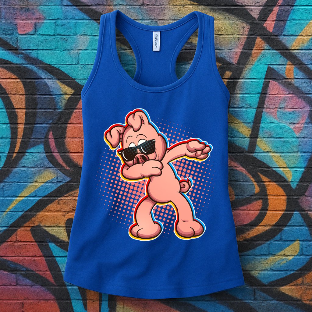 Cool Dabbing Pig Womens Tank Top