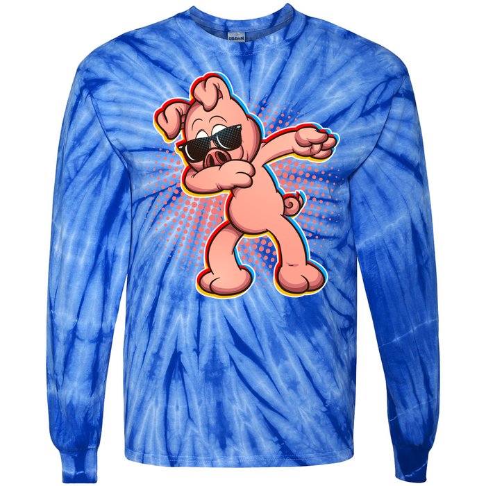 Cool Dabbing Pig Tie-Dye Long Sleeve Shirt