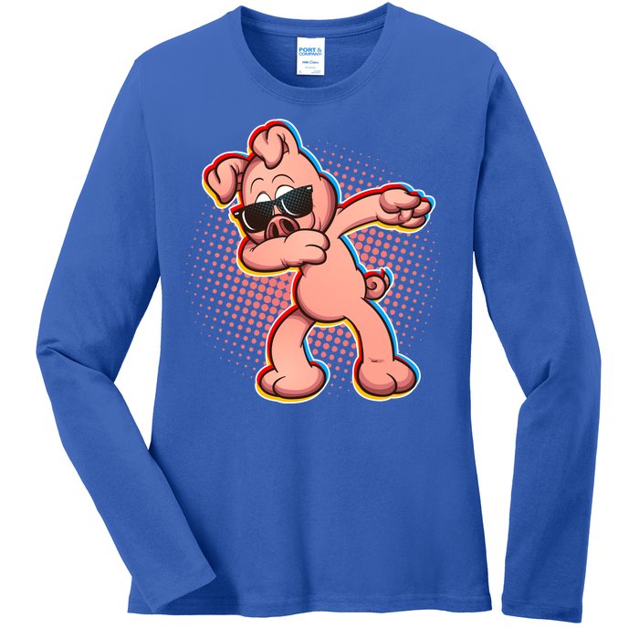 Cool Dabbing Pig Ladies Long Sleeve Shirt