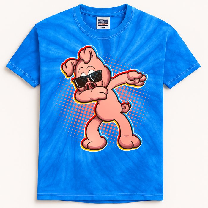 Cool Dabbing Pig Kids Tie-Dye T-Shirt