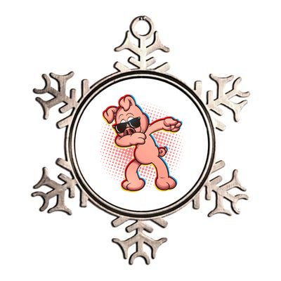 Cool Dabbing Pig Metallic Star Ornament