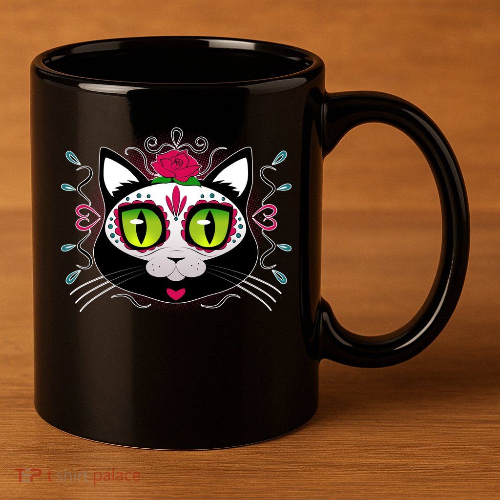 Cool Day Of The Dead Cat 11oz C Handle Ceramic Mug