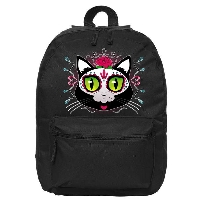 Cool Day Of The Dead Cat 16 in Basic Backpack