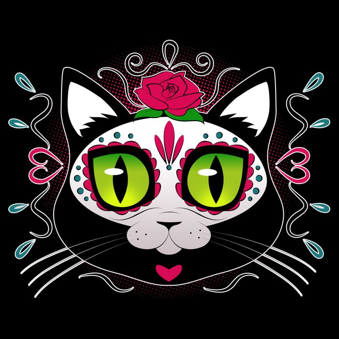 Cool Day Of The Dead Cat Magnet