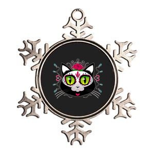 Cool Day Of The Dead Cat Metallic Star Ornament