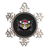 Cool Day Of The Dead Cat Metallic Star Ornament