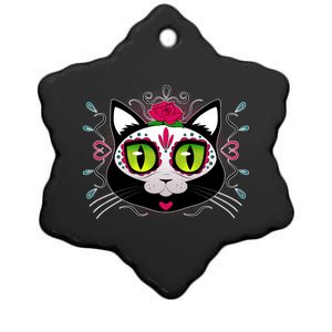 Cool Day Of The Dead Cat Ceramic Star Ornament