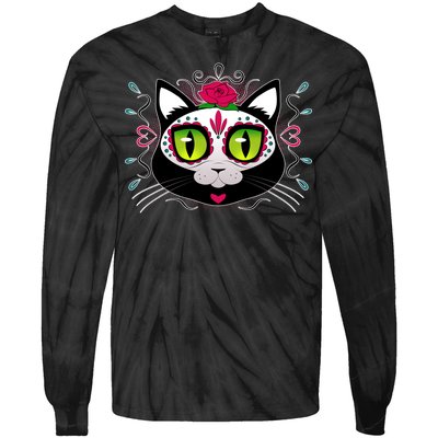 Cool Day Of The Dead Cat Tie-Dye Long Sleeve Shirt