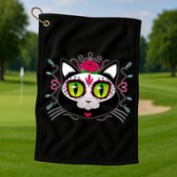 Cool Day Of The Dead Cat Golf Towel