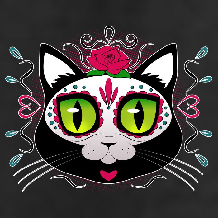 Cool Day Of The Dead Cat Golf Towel