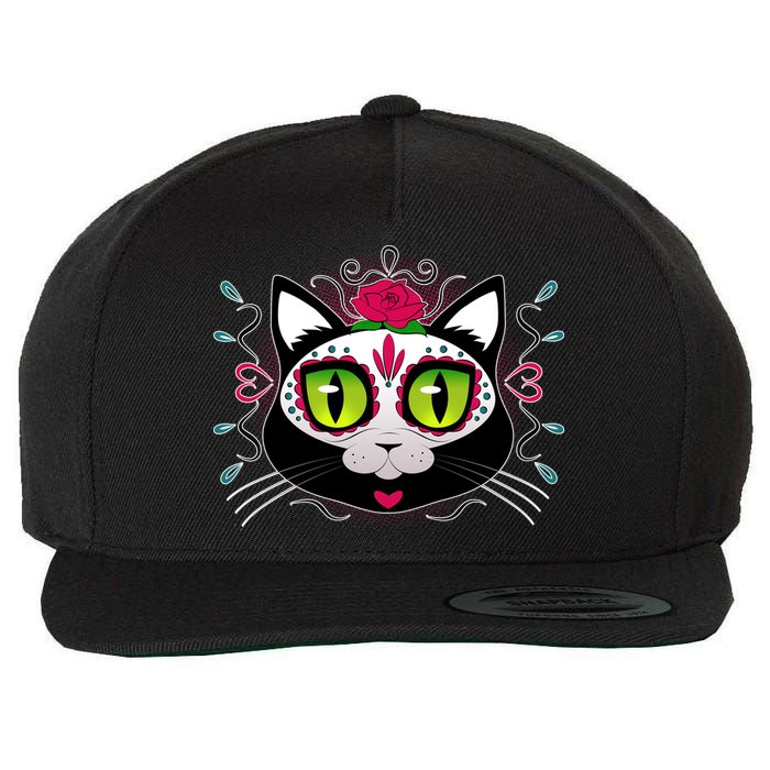 Cool Day Of The Dead Cat Wool Snapback Cap